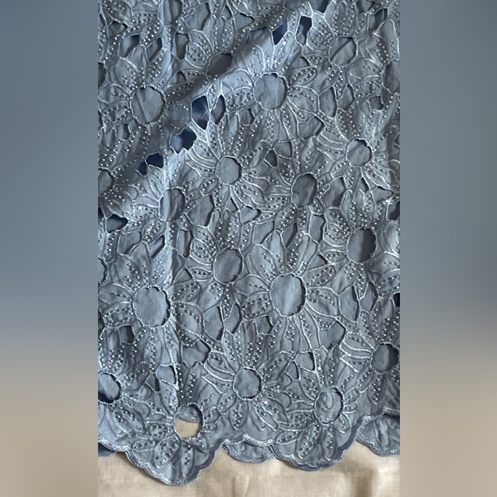 Midi Blue Floral Dress Clear Beaded Details Womens Medium Buddy Love Pamela - Picture 5 of 7
